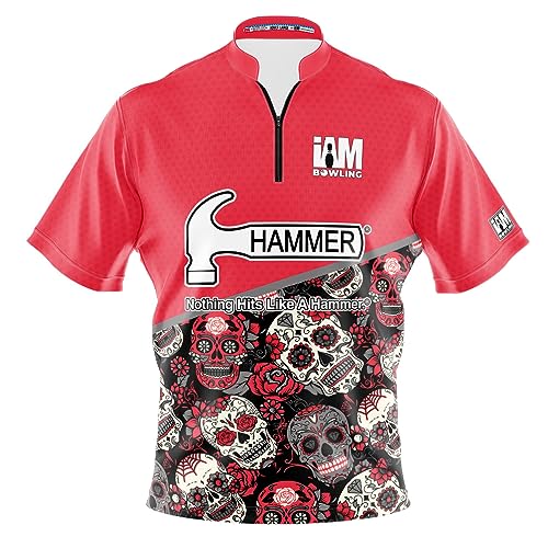 Logo Infusion Dye-Sublimated Bowling Jersey (Sash Collar) - I AM Bowling Fun Design 2038-HM - Hammer - Halloween Skulls (4X-Large)