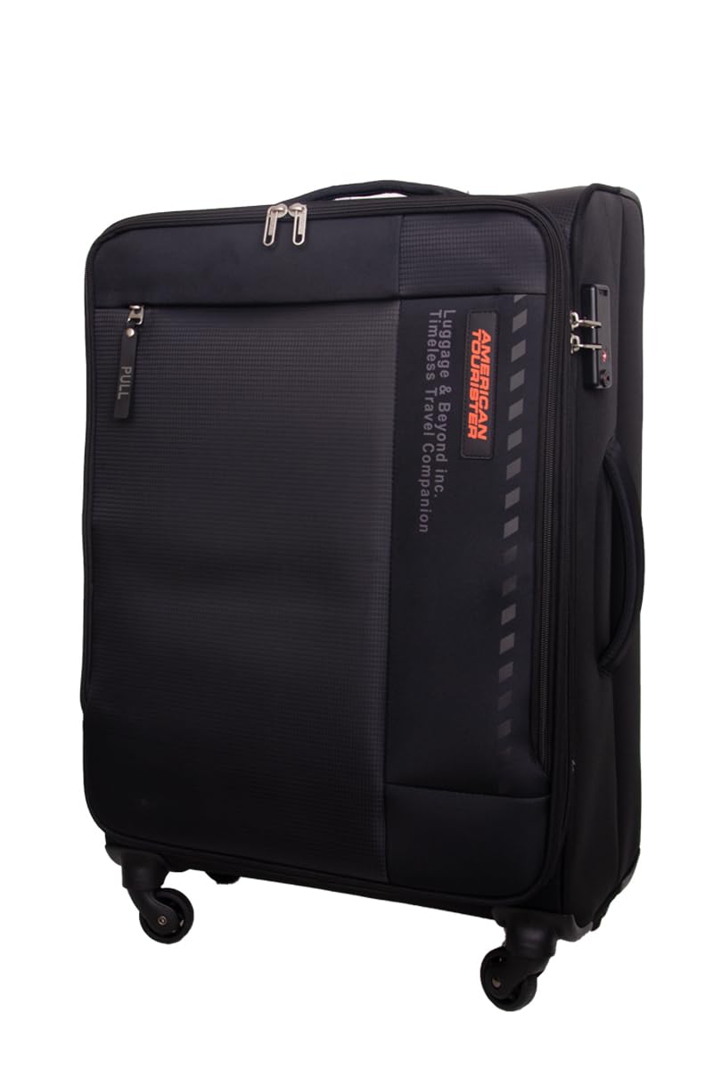 American Tourister Marina Suitcase, 4 Spinner Wheels, Soft Top, 100% Polyester, Grey|Inner Mesh Zippered Pocket|Expandable|Lightweight|Aluminum Handle - 3 Years Global Warranty