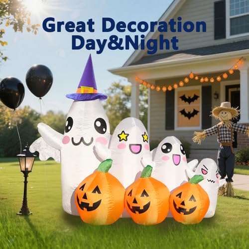 GARIG Halloween Inflatables Outdoor Decorations Lawn Holiday (7.2FT Ghost Pumpkin) - image 3