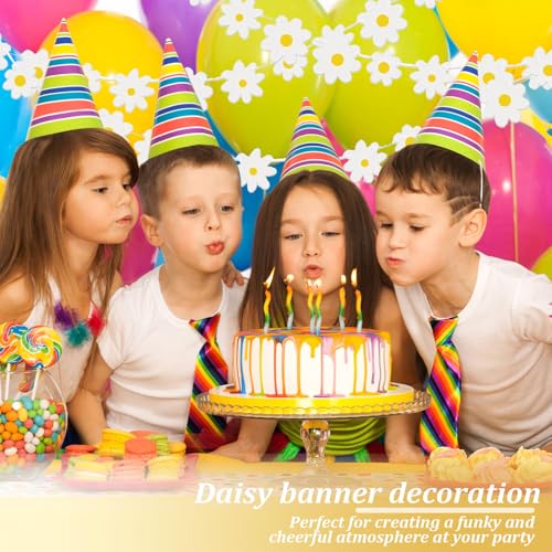 4er-Pack GäNseblüMchen Deko Geburtstag,Weiß Flowers for Daisy,Blumen Girlande Blumen,Blumen Deko Geburtstag Banner,BohèMe-Stil,Geeignet FüR MäDchenzimmer-Dekoration,Kindergeburtstagsparty,Hochzeit