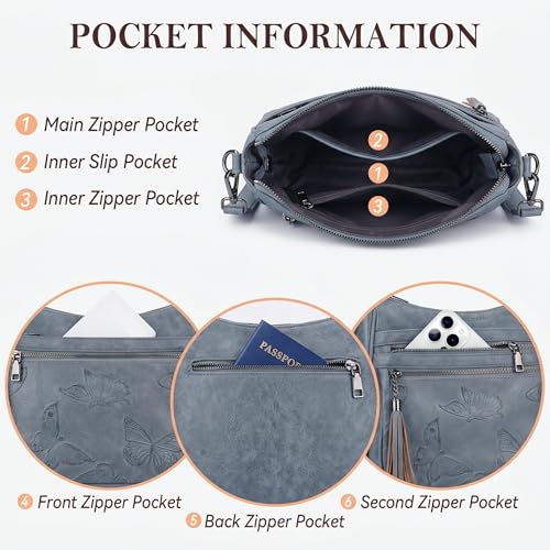 Image of BELTANA Crossbody Bags for Women Trendy Vegan Leather Hobo Purses Medium Butterfly Cross Body Purse with Wide Strap | Adjustable Strap