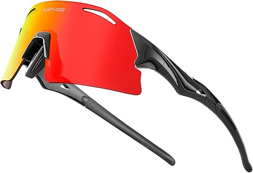 KAPVOE Gafas de ciclismo polarizadas con 3 lentes intercambiables, MTB ciclismo, béisbol, golf, deportes, gafas de sol para hombres y mujeres