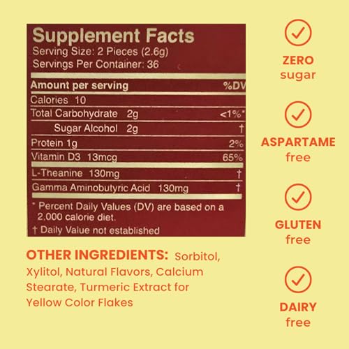 Neuro Calm & Clarity Mints - GABA L-Theanine Stress Supplement with Vitamin D3 - Non-Drowsy, Functional Calming Mints for Mood, Mental Clarity & Cognitive Function - Honey Lemon, 72 ct - Image 3