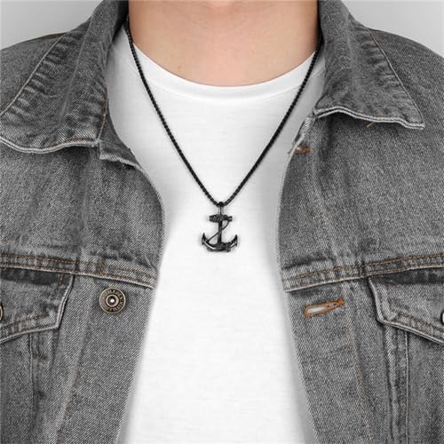 Anchor Necklace for Men,Vintage Pirate Necklace,Gothic Stainless Steel Pendant,Punk Anchor Chain Jewelry for Women4