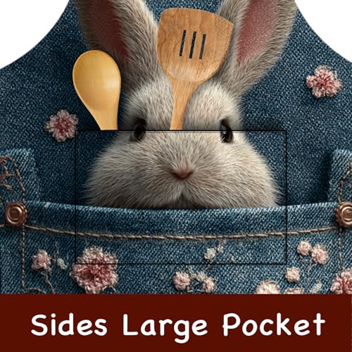 Image of Nuxovilar Polyester Cute Kitchen Apron with Pockets 26.7x30.7 Inches for Home Kitchen Baking Cooking Catering