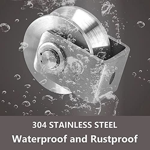 V Groove Caster 3Inch 304 Stainless Steel Sliding Gate Roller Wheel Track Rail Rigid Plate Caster With Bracket For Inverted Track Gate Frame #TOP5