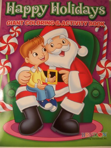Happy Holidays 160 Page Giant Coloring and Activity Book ~ Christmas Edition (Boy in Santa Lap)