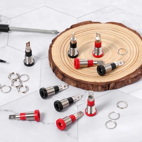 Image of 10 PCS Banana Jack Socket Female Banana Plug Connectors Bananas Jack Red and Black Female Socket Binding Post Adapter Brass Soldering Females Sockets Binding Post Adapter for DIY Test Projects