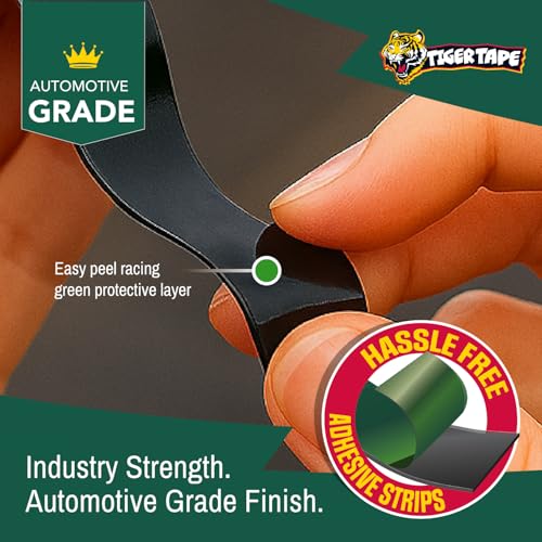 Tiger Tape® Number Plate Sticky Pads. Automotive Grade Heavy Duty, Extra Strong Double Sided Adhesive for Vehicle Number Plates, Licence Plates, Car Registration, Mounting Tape – 10 Strips