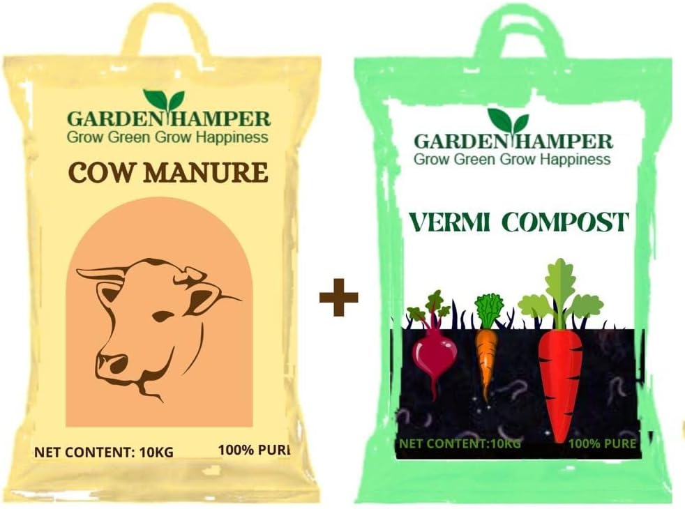 Artesia GARDENHAMPER Combo Pack of Vermi Compost Organic Manure 10KG and Cow Manure-10KG