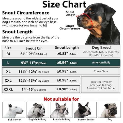 Mayerzon Pitbull Muzzle, Soft Dog Muzzle with Anti-Slip Strap for American Bully Bulldog Boxers Rottweilers, Fabric Mouth Guard for Medium Large Short Snout Dog Anti Biting Chewing, Allow to Drink