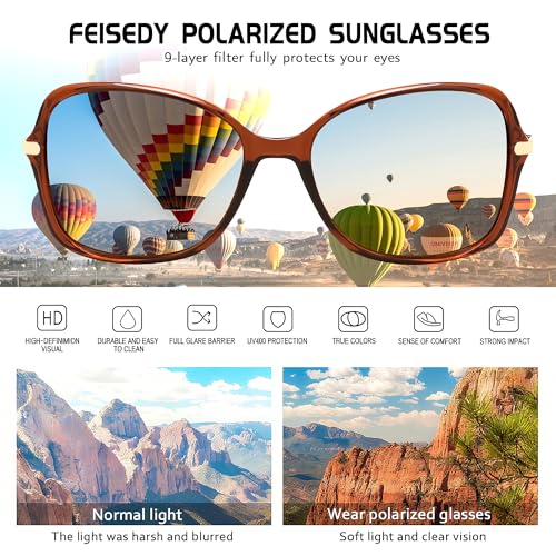 Image of FEISEDY Vintage Square Polarized Sunglasses Trendy Cateye Ladies Oval Elegant Sun Glasses for Women Men B2760