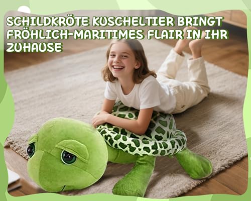 AURWEL 60cm XXL Plüschtier Schildkröte Kuscheltier | Super Weich mit Premium-PP-Füllung |Schildkröten-Spielzeug & Stofftiere-Deko für Wohnzimmer und Entspannung Familie
