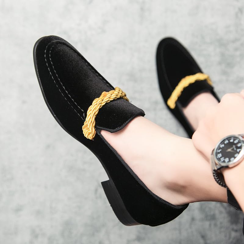 Santimon Mens Velvet Moc Toe Penny Loafers Slip-on Classic Twist Braid Dress Wedding Formal Prom Shoes for Men3