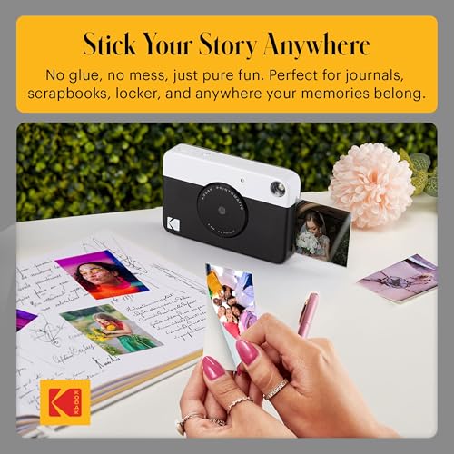 Image of Kodak Printomatic Instant Camera (Black) Gift Bundle + Zink Paper (20 Sheets) + Deluxe Case + 7 Fun Sticker Sets + Twin Tip Markers + Photo Album + Hanging Frames.