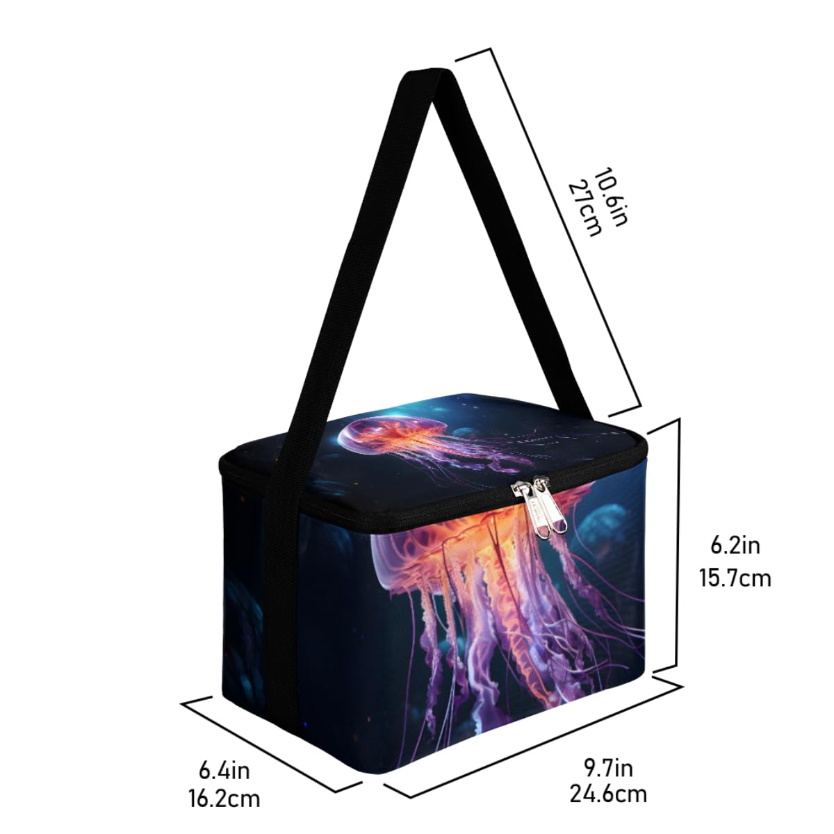 GzLeyigou Lunch Bags for Women Men 9 Cans,Jellyfish Hot & Cold Food Delivery Bag Insulated Grocery Bag Insulated Lunch Box Ocean Cooler Bag for Office Work Picnic Beach