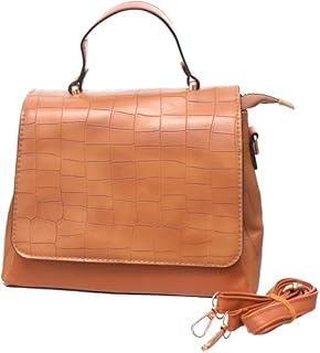 شنطة يد متوسطة الحجم من الجلد الصناعي بحزام كتف وتحتوي على جيوب داخلية بتصميم انيق للنساء، هافان