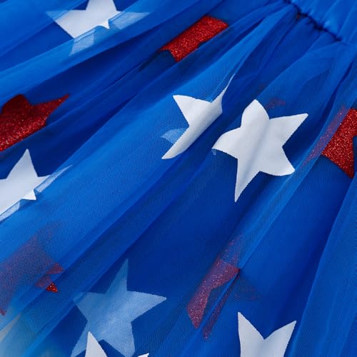 Image of Toddler Girl 4th of July Outfit American Flag Shirt+ Star Tutu Skirt Independence Day Clothes