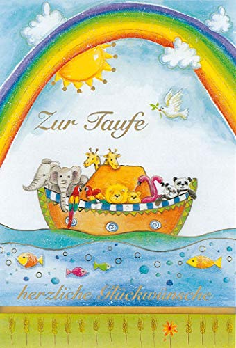 bsb Glückwunschkarte zur Taufe - Grußkarte mit Arche-Motiv - Karte mit Umschlag zur Geburt - Glückwünsche in 11,5 x 17 cm