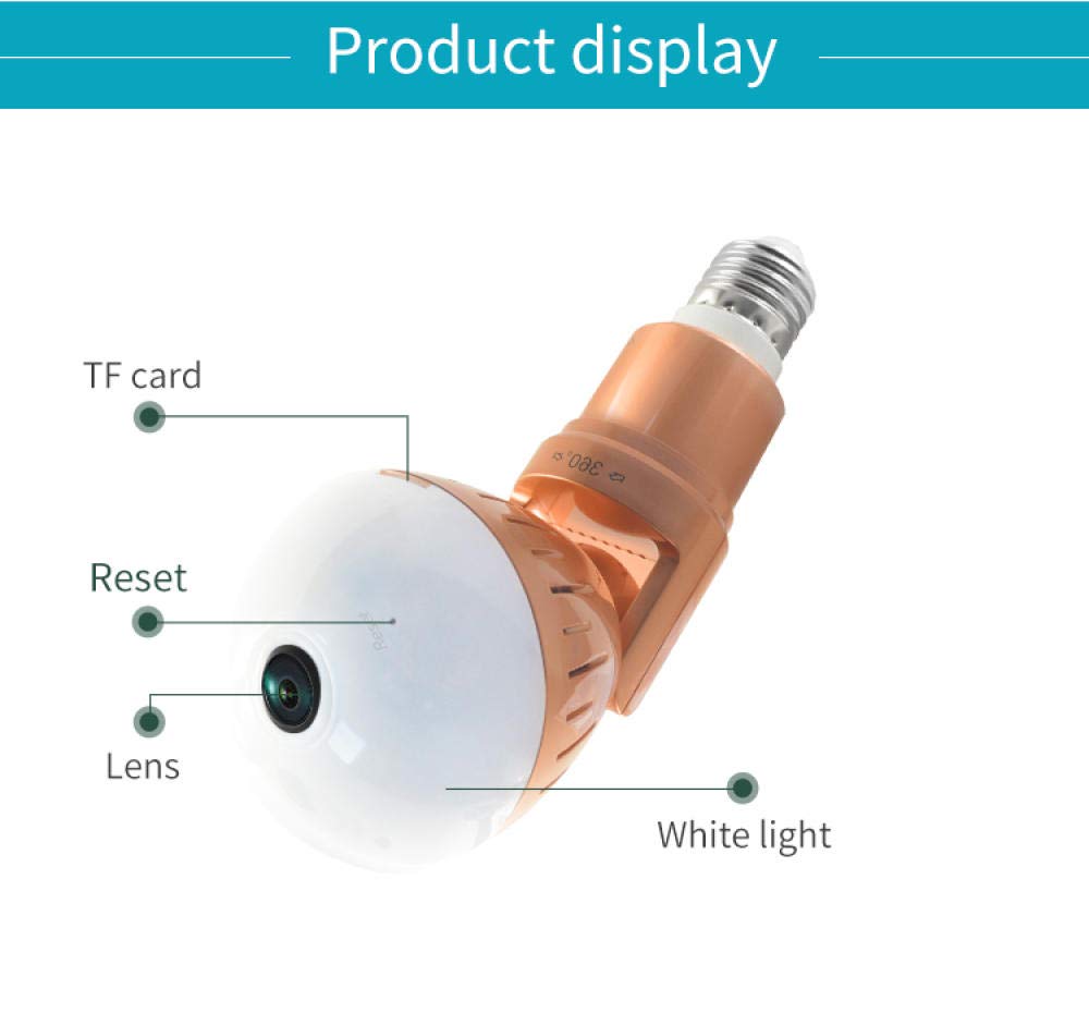 Cámara De Vigilancia Cámara Inalámbrica Led 2 En 1, HD 1080P IP Panorámica De 360 ​​Grados, Seguridad, Bombilla Led, Monitor para Bebés-Tarjeta 1080P + 64G