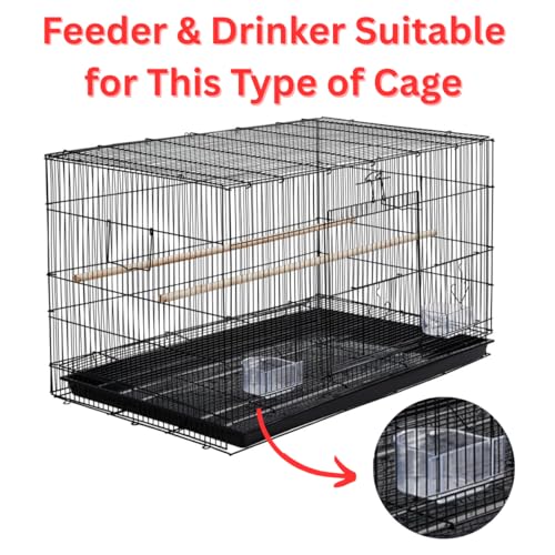 Image of Bird Cage Feeder & Drinker (1 Pair) | Durable Plastic Food & Water Dispenser | Safe & Bird-Friendly Design Plastic | Wild Birds feeders Bird Budgies Food Cage