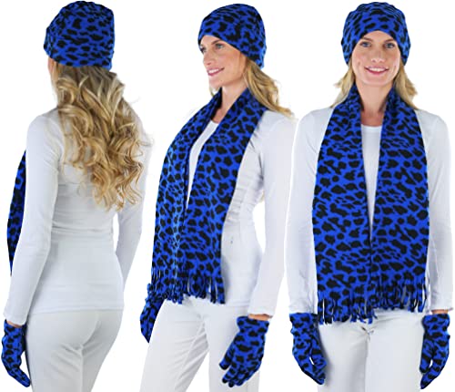 ToBeInStyle Women’s 3-Piece Fleece Polyester Animal Print Scarf, Gloves & Hat4