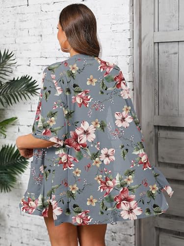 Image of AusLook Plus Size Cardigan for Women Short Sleeve Lightweight Open Front Shrug with Pockets for Dresses and Layering 1X-5X