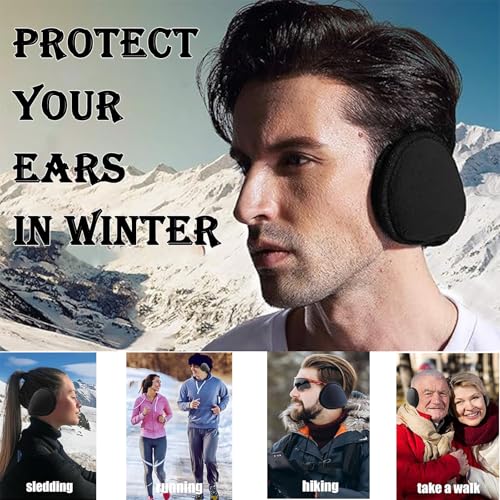 HcvGcm Ohrenwärmer Damen & Herren, 2 Stück, Schwarz & Grau, Weiche Ohrenschützer, Ideal für Outdoor-Aktivitäten wie Skifahren, Radfahren, Wandern