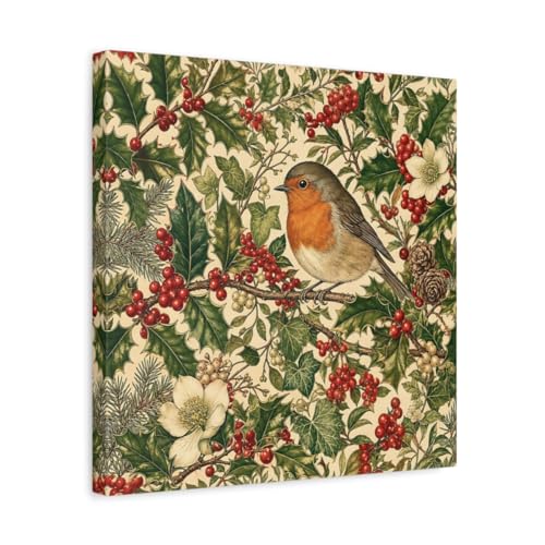 Tableau rouge-gorge vintage au-dessus de la console pour grand salon chic