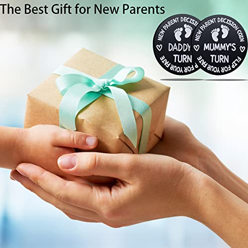 Image of New Dad Mom Gifts Funny Decision Making Coin, New Parent Mummy Daddy Pregnancy Women First Time to be Moms Dads Mother's Day Father's Day Gifts Double Sided