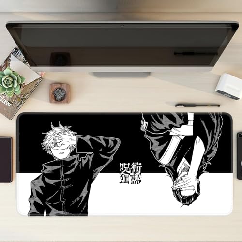 Image of Anime Theme Printed XL Extended Stich Edge Mousead | Smooth Surface Gaming Mousepad with Anti-Slip Rubber Base | 3mm Thick - 11 x 23 Inch (Satoru Gojo (P104))