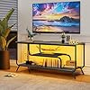 TV Stand, Entertainment Center for TVs Up to 55", Modern Electric Fireplace TV Console Table with Power Outlets & LED Light Strips, Media Console for Living Room, Bedroom