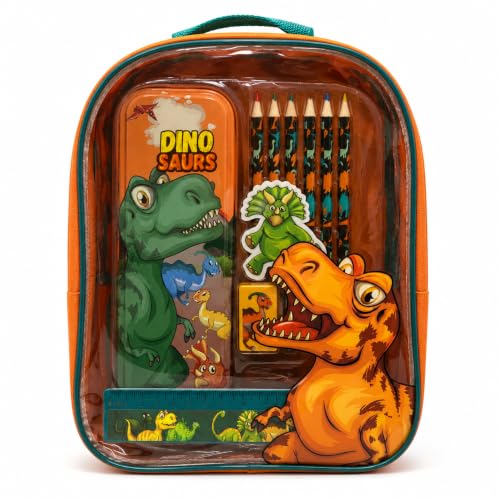 Kit para Colorir e Mochila Infantil de Dinossauro