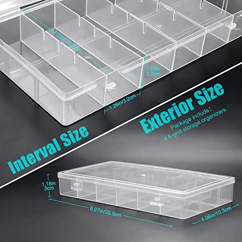 Image of 4 Pack 6-Grids Plastic Fishing Tackle Bait Hooks Storage Box Mascara Brushes Container Plastic Storage Organizer Container for Crafts, Beads Earrings