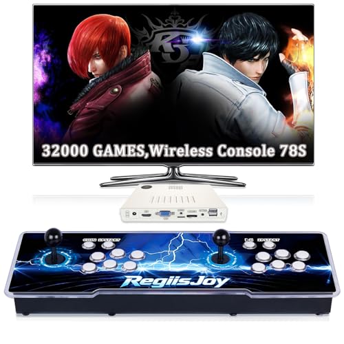 Image of RegiisJoy 32000 in 1 Wireless Pandora Boxs Arcade Game Console 78S for PC Projector 4K TV, 4 Player Game, 1280X720, 3D Games, Search /Hide /Save /Load /Pause Games,128G TF