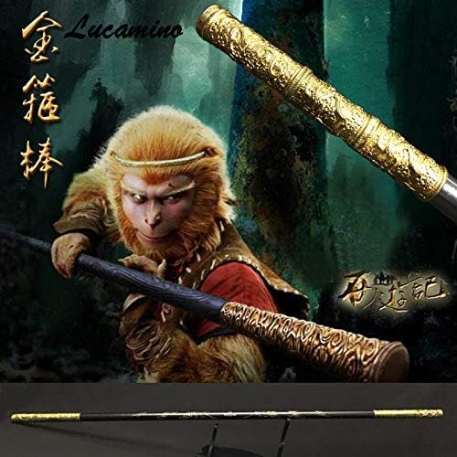 Weisheng Wooden Monkey King Staff Kungfu Wooden Wushu Sticks Monkey Cudgels Carving Dragon Golden Cudgel Sun Wukong Weapon Practice