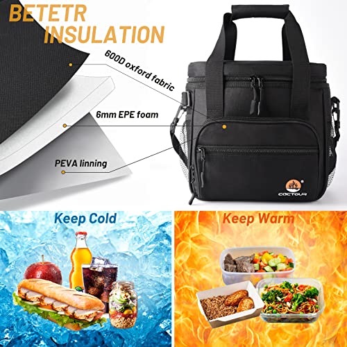 Cactour Large Lunch Bag For Men - Insulated Mens Lunchbox For Work Office Picnic 24-Can (15L) Collapsible & Leakproof Cooler Bag With Adjustable Shoulder Strap For Adults （Black） #TOP3
