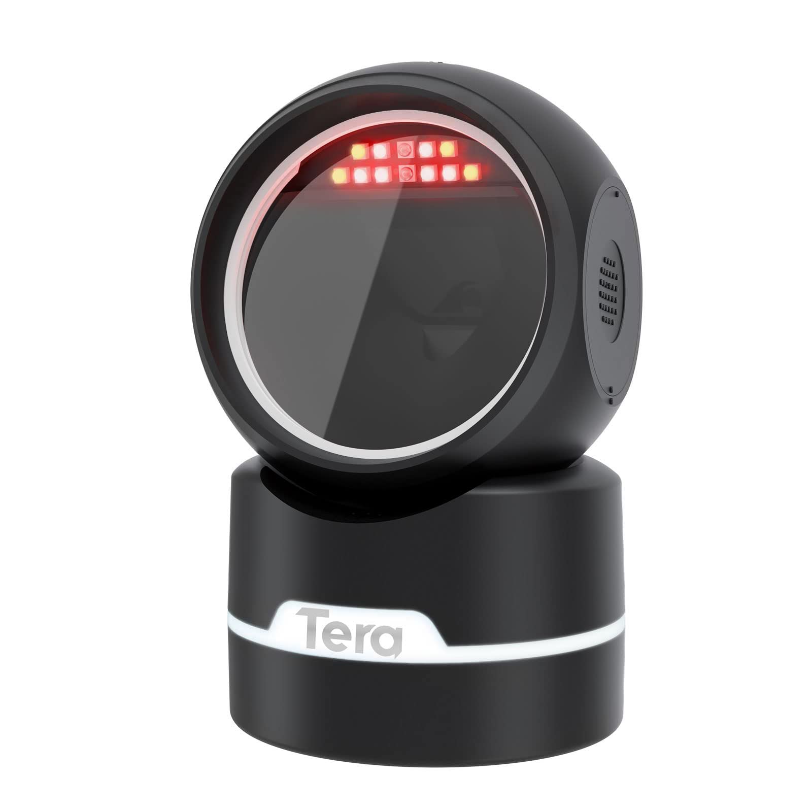 Tera Pro 1D 2D QR Desktop Omnidirectional Barcode Scanner with Upgraded Infrared Sensor Light Soft Light Design, Hands-Free USB Wired Bar Code Reader Platform Scanner for POS Retail Store, 9500