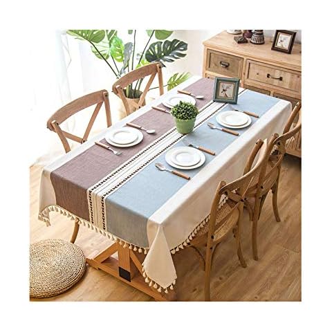 SMchwbc Table Cloth Water-Repellent Table Cloths Tassel Tablecloth Durable Rectangular Tablecloth Wipeable Catering Easy Care Washable Tablecloth (90 x 90 cm, 2) Cover