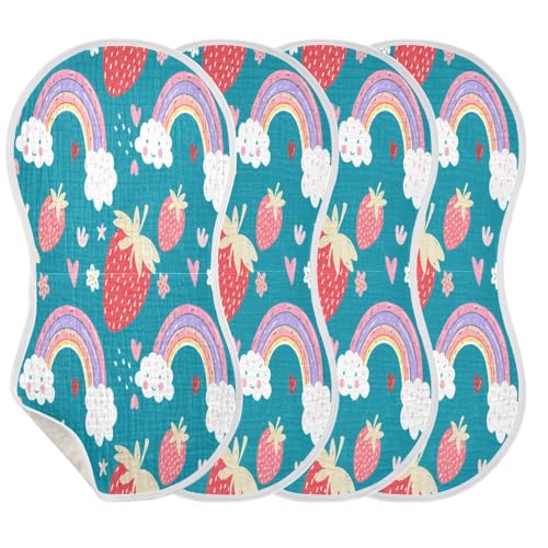 Kigai Strawberry Rainbow Baby Burp Cloths Extra Soft and Absorbent Burping Rags Cotton Burping Clothes Baby Washcloths for Newborn Boys Girls - 1 Pack3
