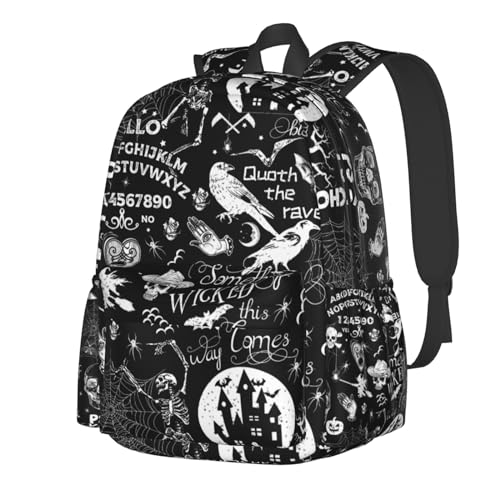 Gothic Bat Halloween Witchy Backpack School Bag Lightweight Bookbag Casual