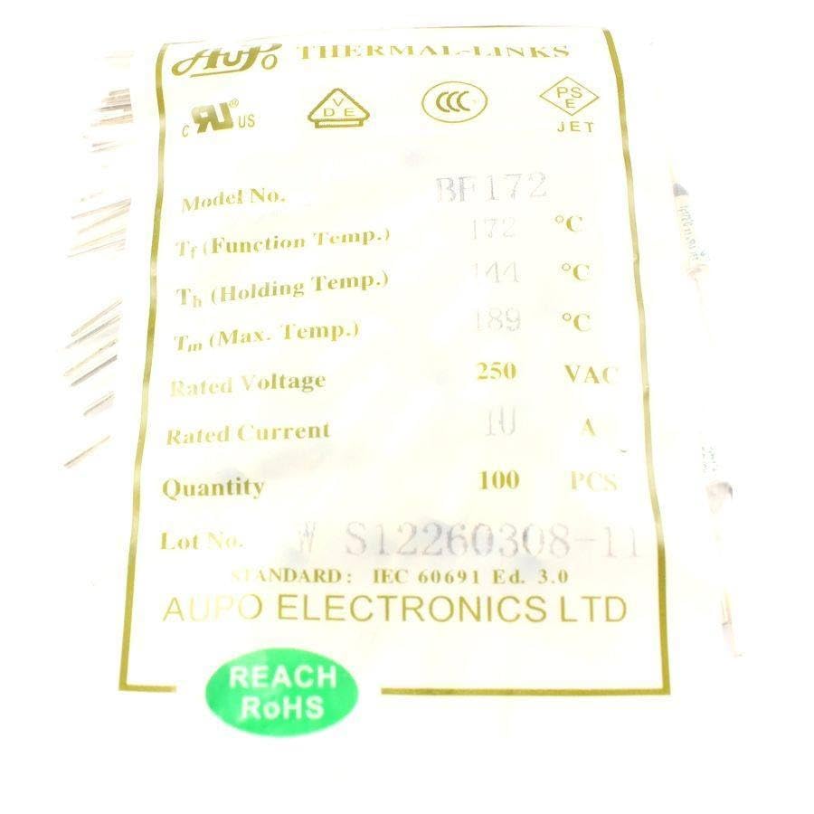 10Pcs Thermal Fuse Cutoff TF 172 Degree 250V 10A BF172
