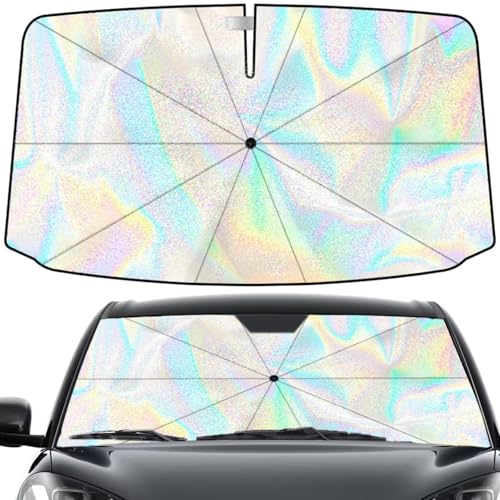 BIGP Sonnenschutz Auto Frontscheibe Faltbar, 140×80cm Sonnenschirm Auto, UV-Schutz Sonnenschirm für die Windschutzscheibe für die meisten Autos, SUVs, LKWs (Stern)