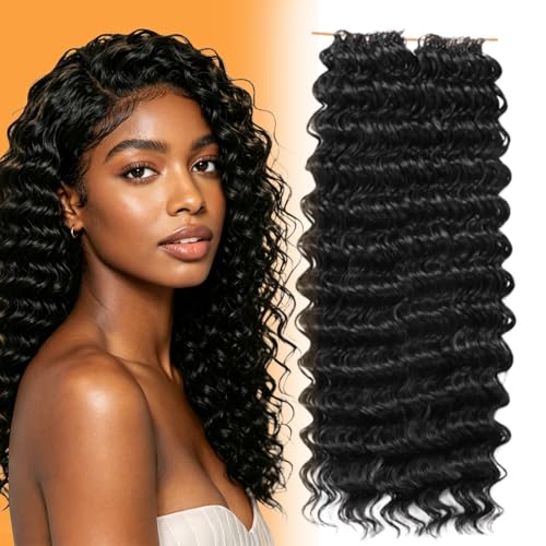 Miracle Knots Hair Feather Crochet Hair for Black Women 18 Inch 50 Strands Pre-Separated Invisible Synthetic Curly Deep Wave Crochet Hair1B