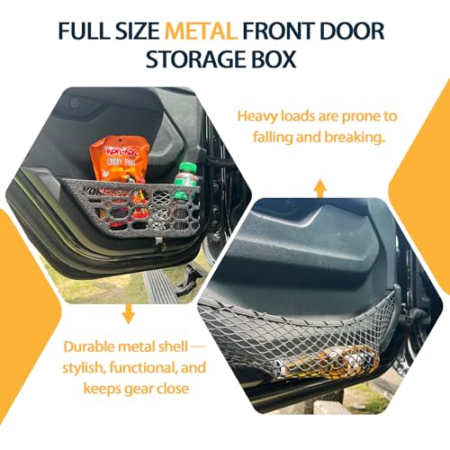 Image of Rear Door Metal Pocket Molle Panels Compatible with 2018-2025 Wrangler JL 4 Door Only & 2020-2025 Gladiator JT | Textured Black| Steel Storage Box Replaces The Weak Saggy Net