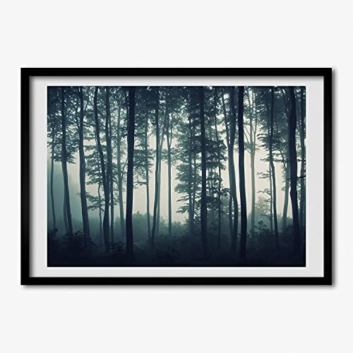 Cadre en bois moderne forêt de brume de qualité 70x50