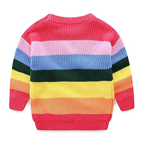 Image of Mud Kingdom Girls Boys Sweaters Rainbow Stripes Crewneck Knit Pullover Fall 2-9 Years