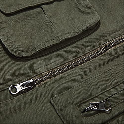 Chaleco de verano multi-bolsillos Kelsiop sin mangas y con botones chaleco color solido Ejercito L 7