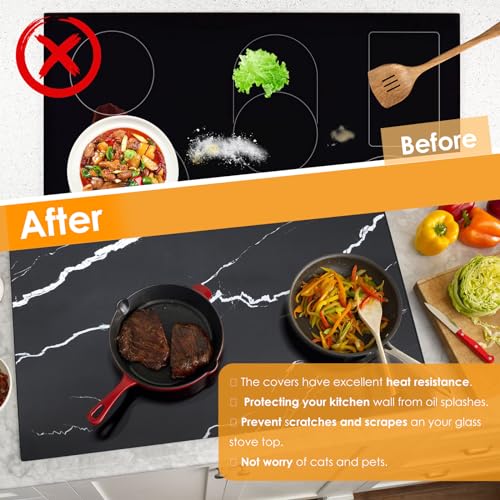 Induction Hob Cover 62x53cm, Electric Stove Protector Mat, Fireproof and Waterproof Heat-Resistant Prevents Scratches Ceramic Glass Cooktop Cover, Multifunctional Silicone Cooker Mats (B) - Image 5