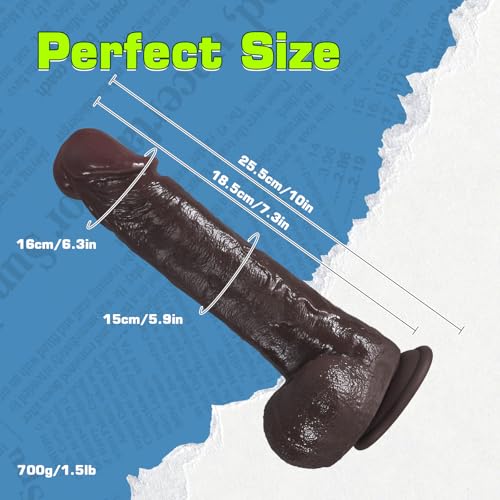 Image of 10'' Big Brown Dildo with Movable Skin, Realistic Foreskin Dildos, Huge Thick BBC, Real Skin Dual Silicone Dildos with Strong Suction Cup, Adult Sex Toys for Men, Women and Gays
